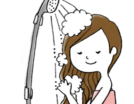 熱いシャワーを浴びる女性のイメージ